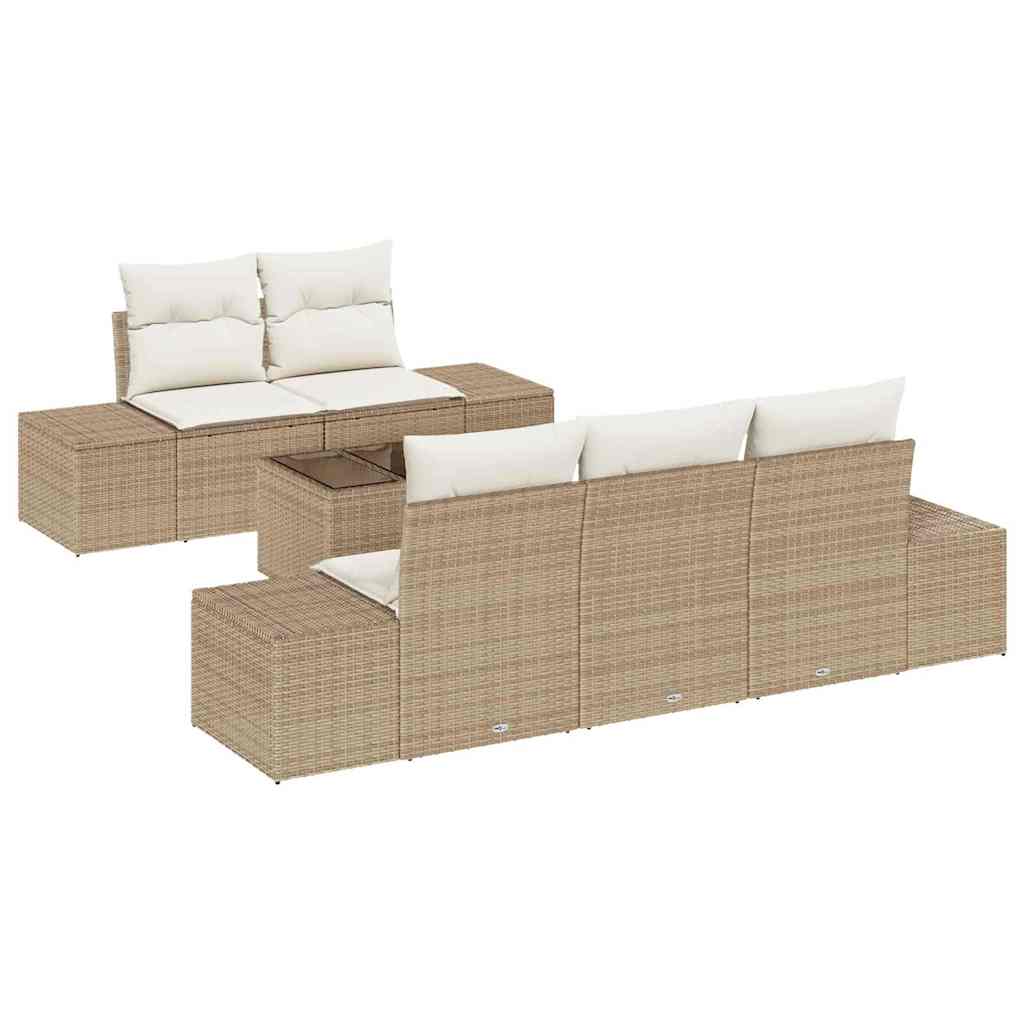 Garten-Sofa-Set 6 pcs Beige und Creme 55 x 55 x 37 cm